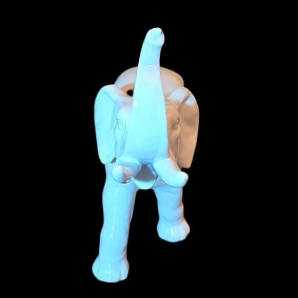 Antique Porcelain Grafenthal WHITE ELEPHANT Germany Figurine Trunk Raised Gloss - Picture 4 of 7